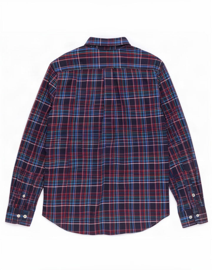 Camisa Nautica Hombre Mediana Azul Marino Cuadros Algodón