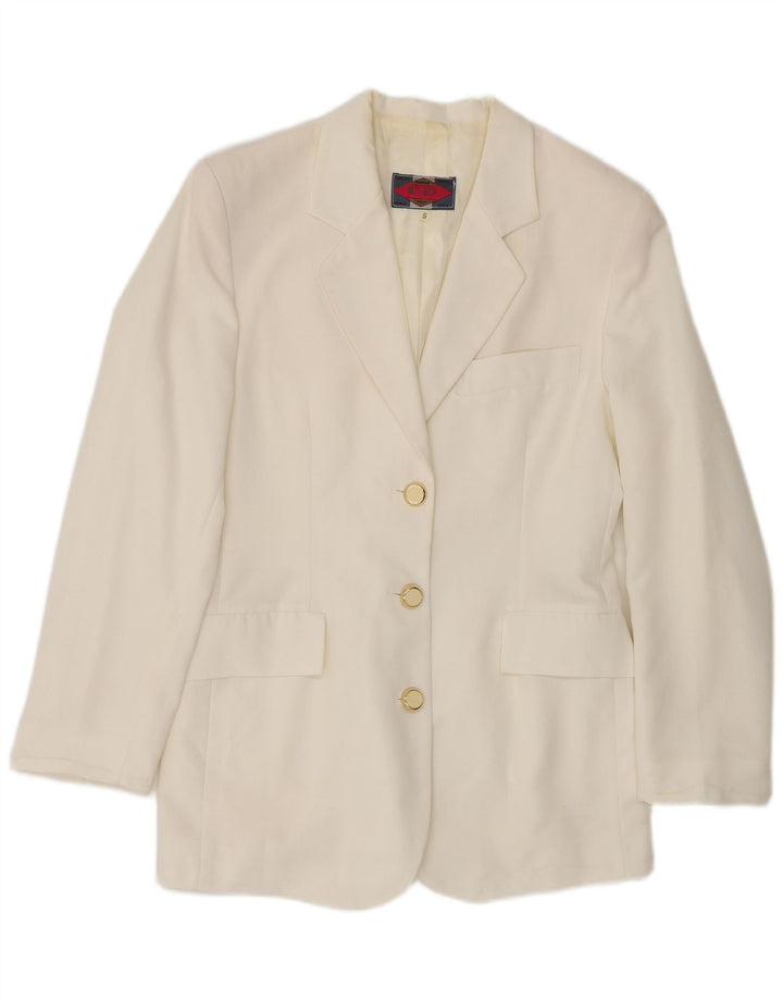 Blazer pentru femei Wit Boy, cu 3 nasturi, UK 10, poliester alb, mic