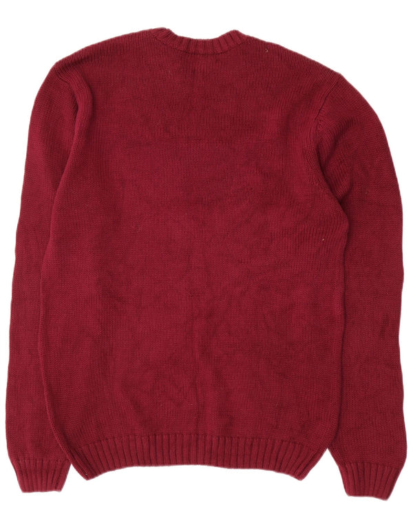 Chaps Mens Crew Neck Jumper Sweater Small Burgundy