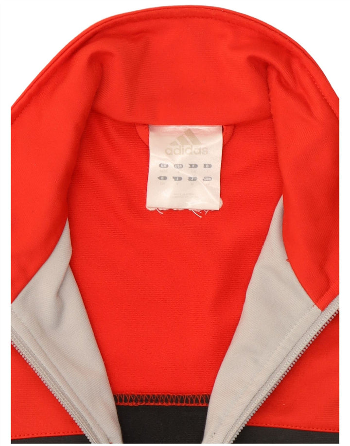 Adidas Mens Tracksuit Top Jacket UK 36/38 Small Red Colourblock Polyester