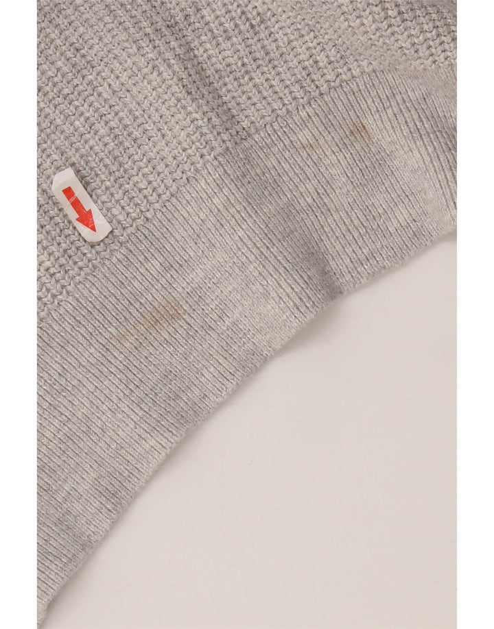 Superdry Herren-Pullover mit Rundhalsausschnitt aus mittelgrauer Baumwolle