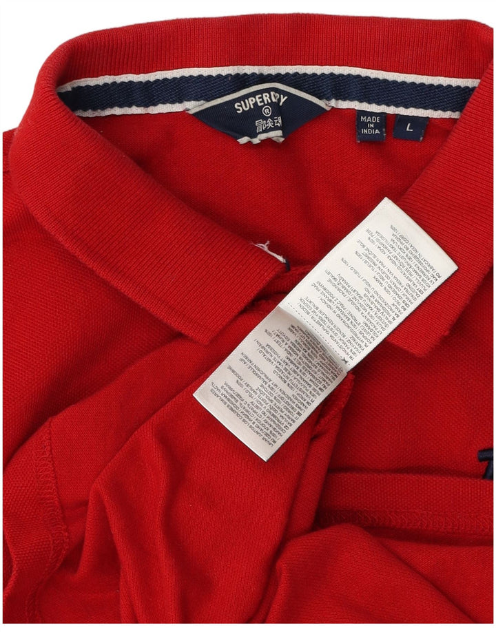 Superdry Mens Graphic Polo Shirt Large Red Cotton