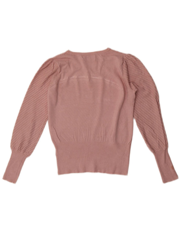 Marks & Spencer Womens Boat Neck Jumper Sweater UK 10 Small Pink Striped