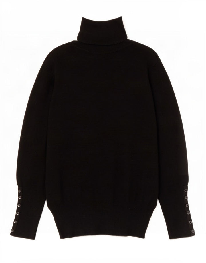Zara Dame Roll Neck Jumper Sweater UK 14 Large Black Rayon