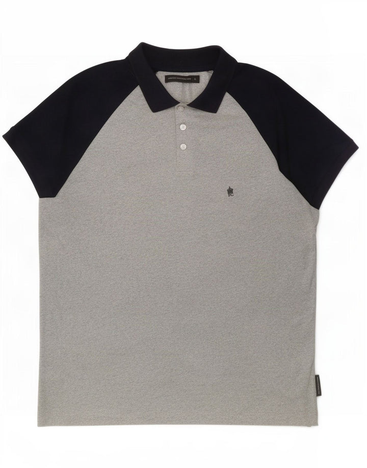 French Connection Mens Polo Shirt XL Grey Colourblock Polyester
