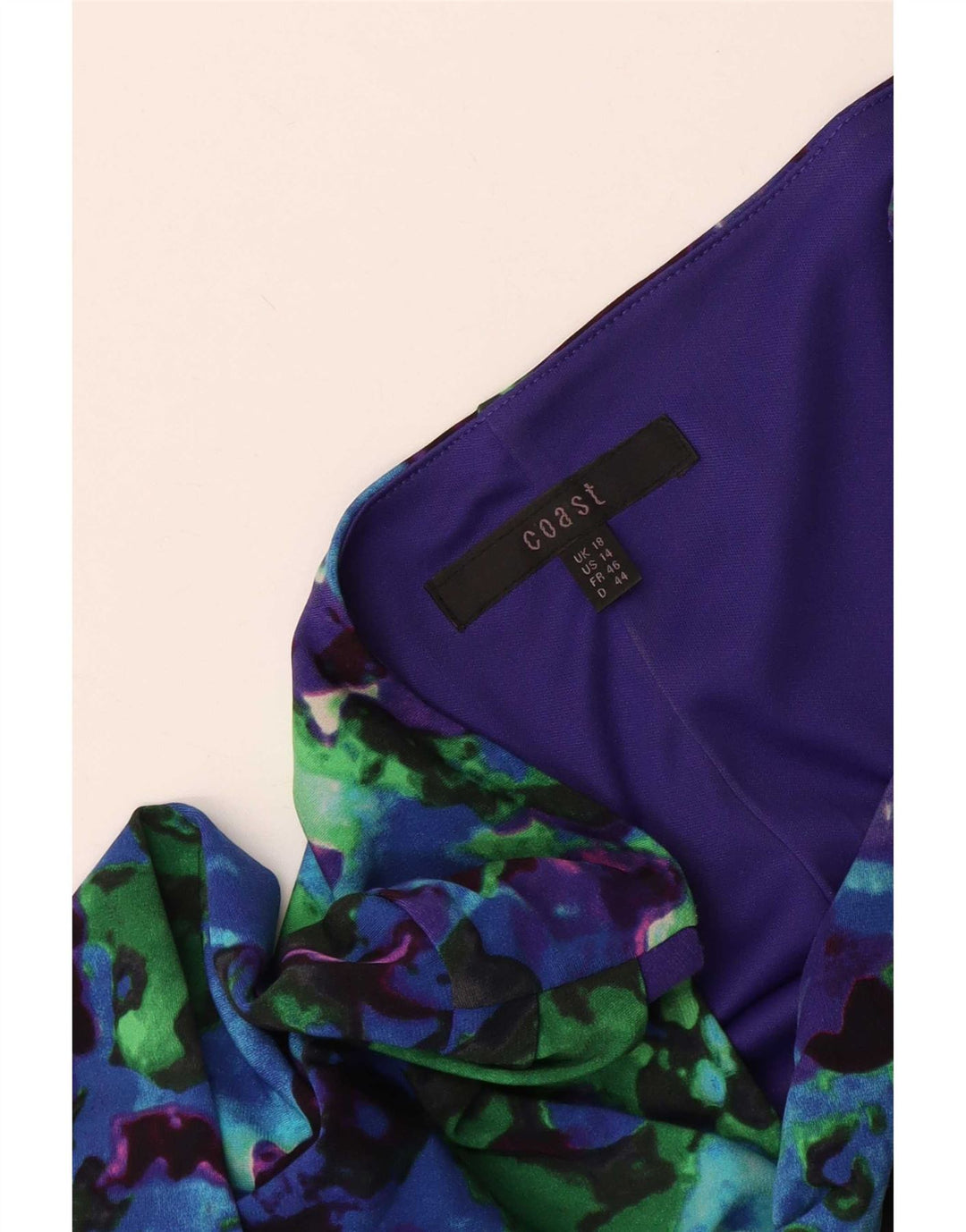 Coast Kvinders abstrakt mønster 3/4-ærmet Shift Dress UK 18 XL Blå
