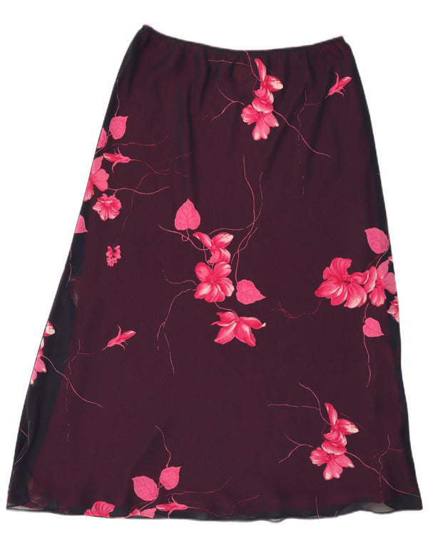 Gonna longuette da donna Jacques Vert UK 14 Large W34 Poliestere floreale bordeaux