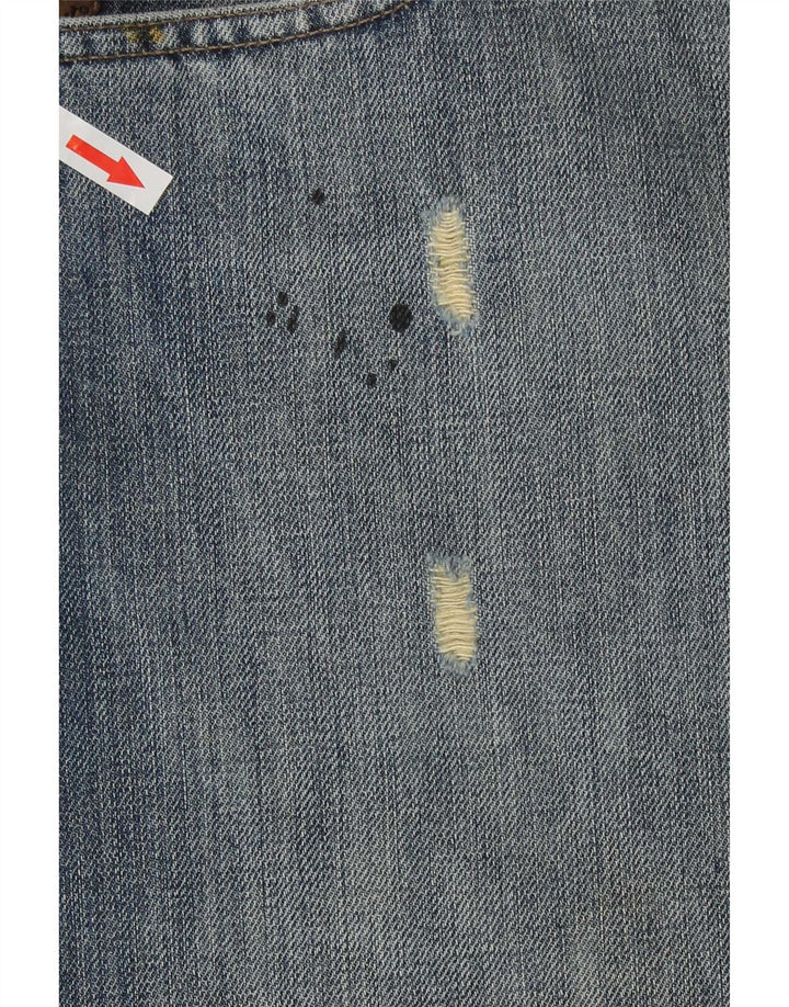Armani Mens Distressed Straight Jeans W36 L30 Blue Cotton