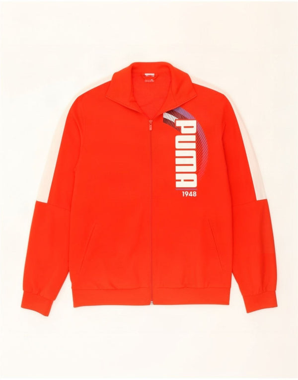 Puma Boys Graphic Tracksuit Top Jacket 15-16 Years Red Colourblock