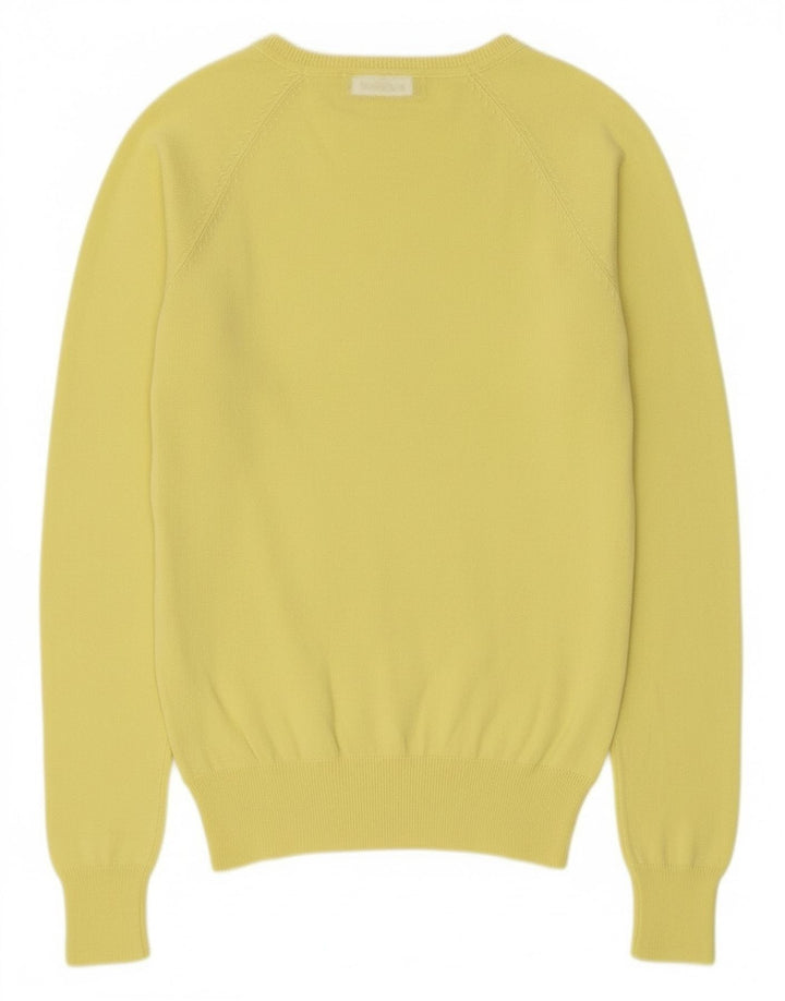 Zara Womens Cardigan Sweater UK 12 Medium Yellow Cotton