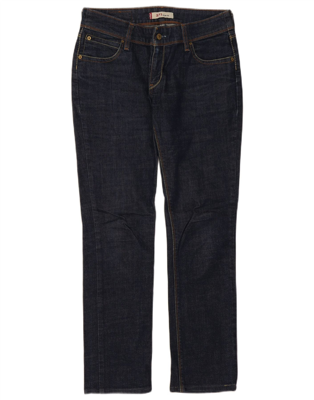 LEVI'S Womens 571 Slim Jeans W32 L30 Navy Blue Cotton