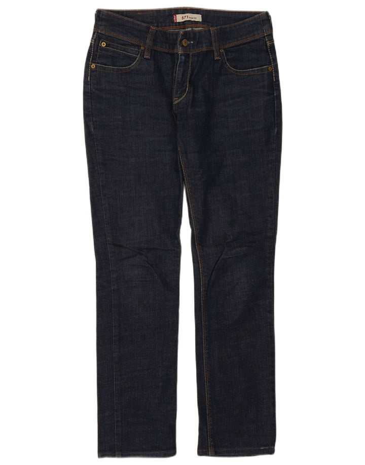 LEVI'S Womens 571 Slim Jeans W32 L30 Navy Blue Cotton