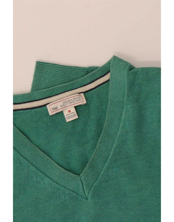 Gap Herren-Pullover mit V-Ausschnitt aus mittelgrüner Baumwolle