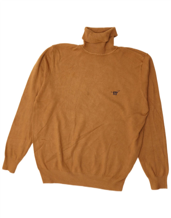 Vintage Mens Roll Neck Jumper Sweater XL Beige