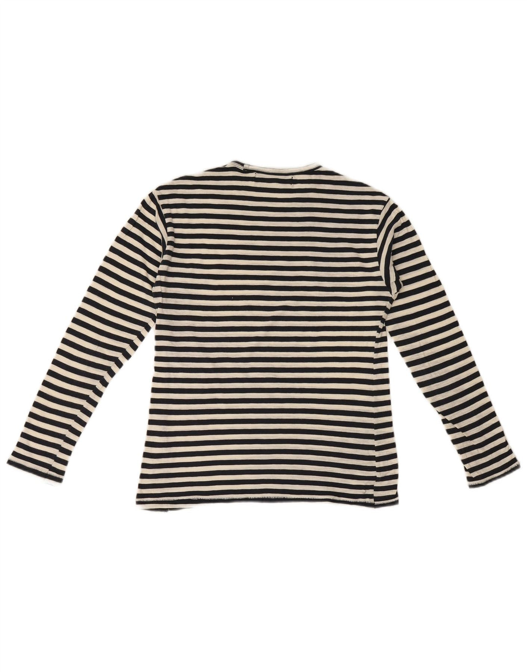 Zara Womens Top Long Sleeve UK 10 Small Black Striped