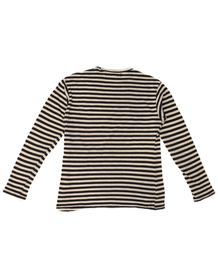 Zara Womens Top Long Sleeve UK 10 Small Black Striped