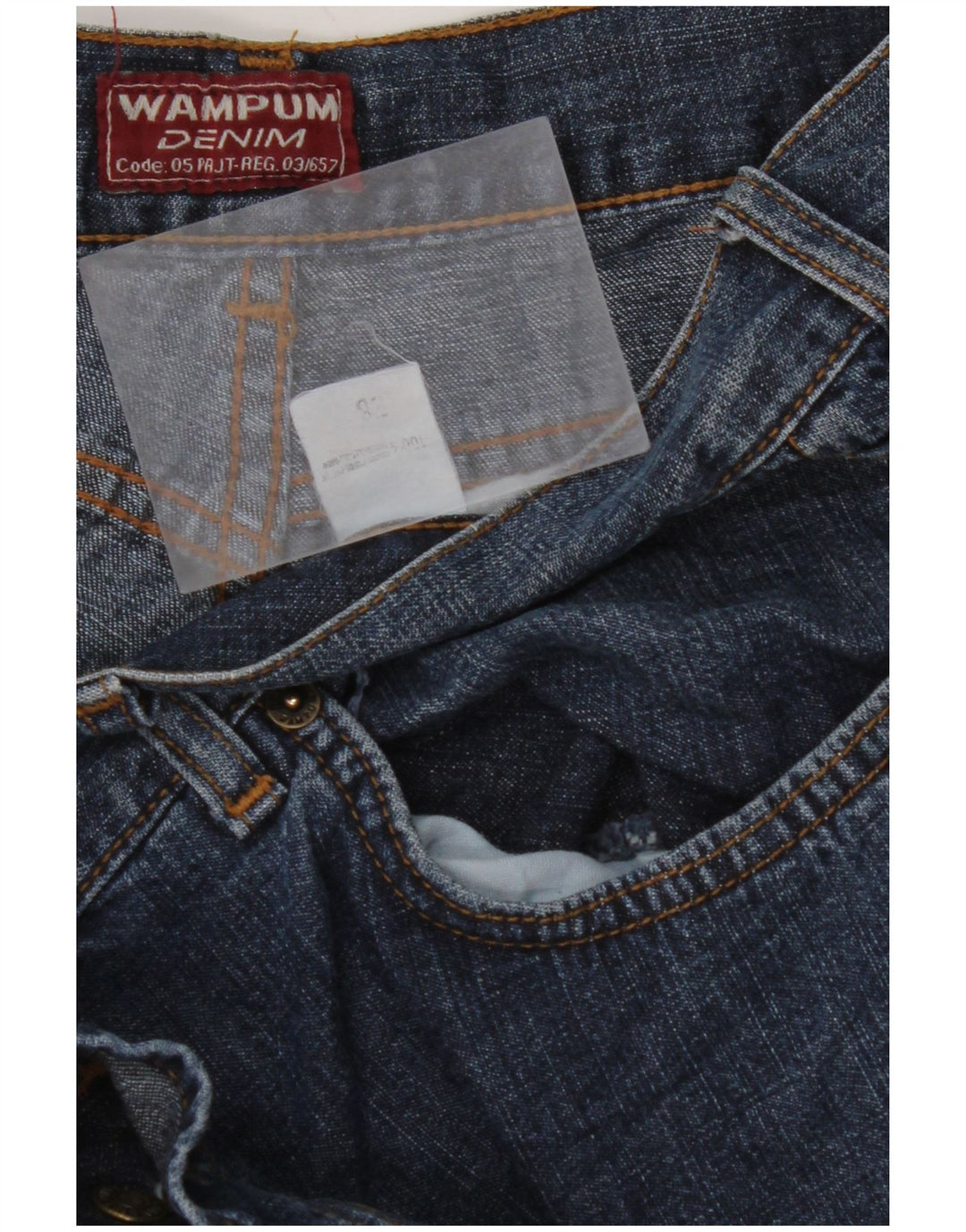WAMPUM Mens Straight Jeans W36 L27 Blue Cotton