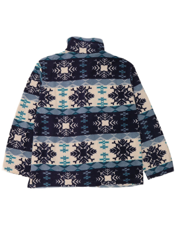 Vintage Mens Fleece Jacket UK 42 XL Blue Fair Isle Viscose
