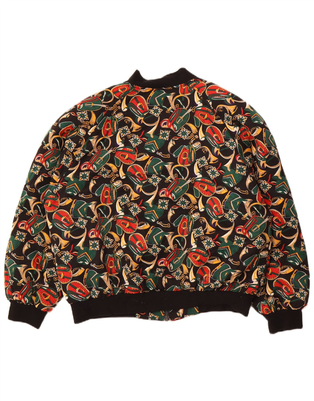 EASTEX Womens Oversized Graphic Bomber Jacket UK 14 Large  Black Polyester