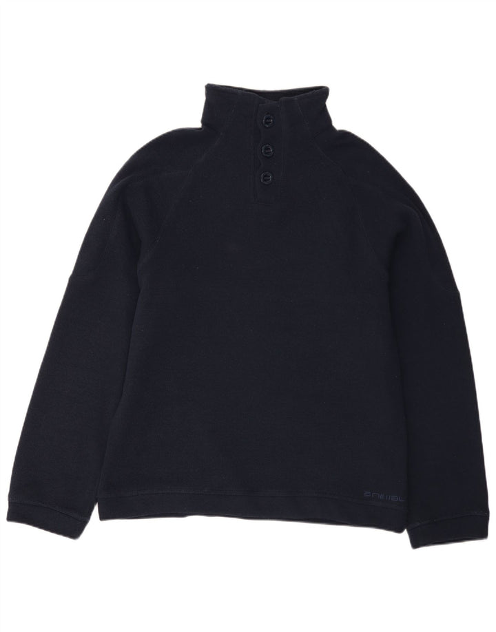 Animal Mens Button Neck Jumper Sweater Medium Navy Blue Polyester