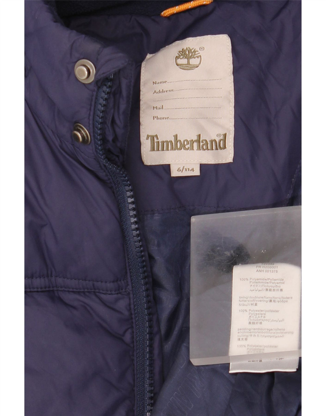 Timberland Boys Hooded Padded Jacket 5-6 Years Navy Blue Polyamide