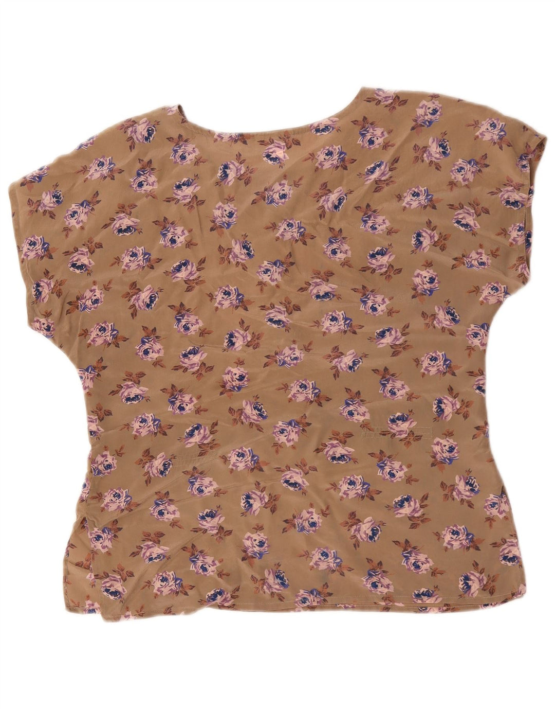 Vintage Womens Blouse Top UK 16 Large Brown Floral