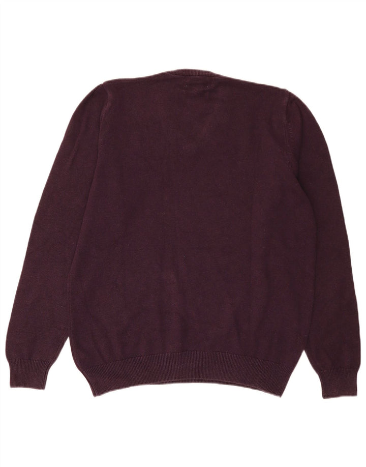 Marks & Spencer Mens V-Neck Jumper Sweater Medium Purple Cotton