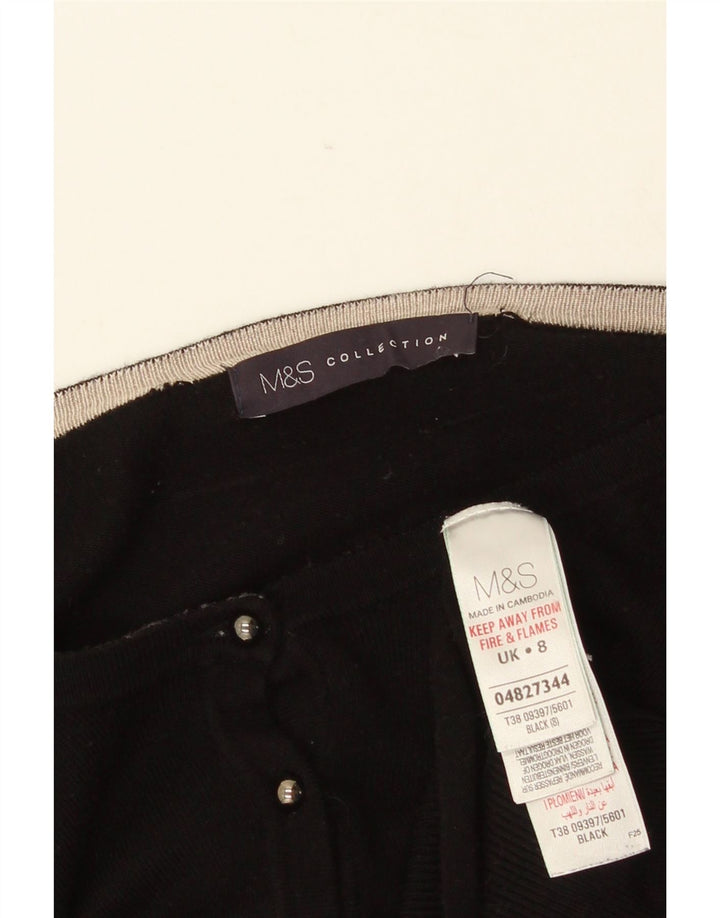 MARKS & SPENCER Womens Crop Cardigan Sweater UK 8 Small Black Viscose