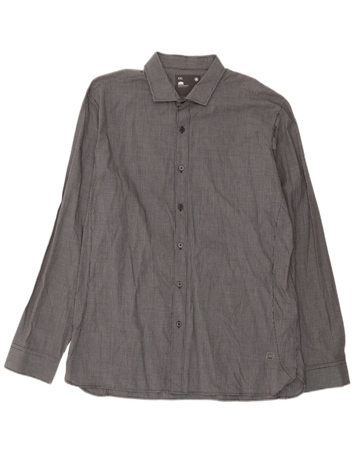 Camicia da uomo G-Star 2XL in cotone a quadretti grigio