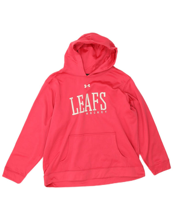 Under Armour Girls Leafs Hockey Loose Fit Hoodie Jumper 13-14 år XL Pink