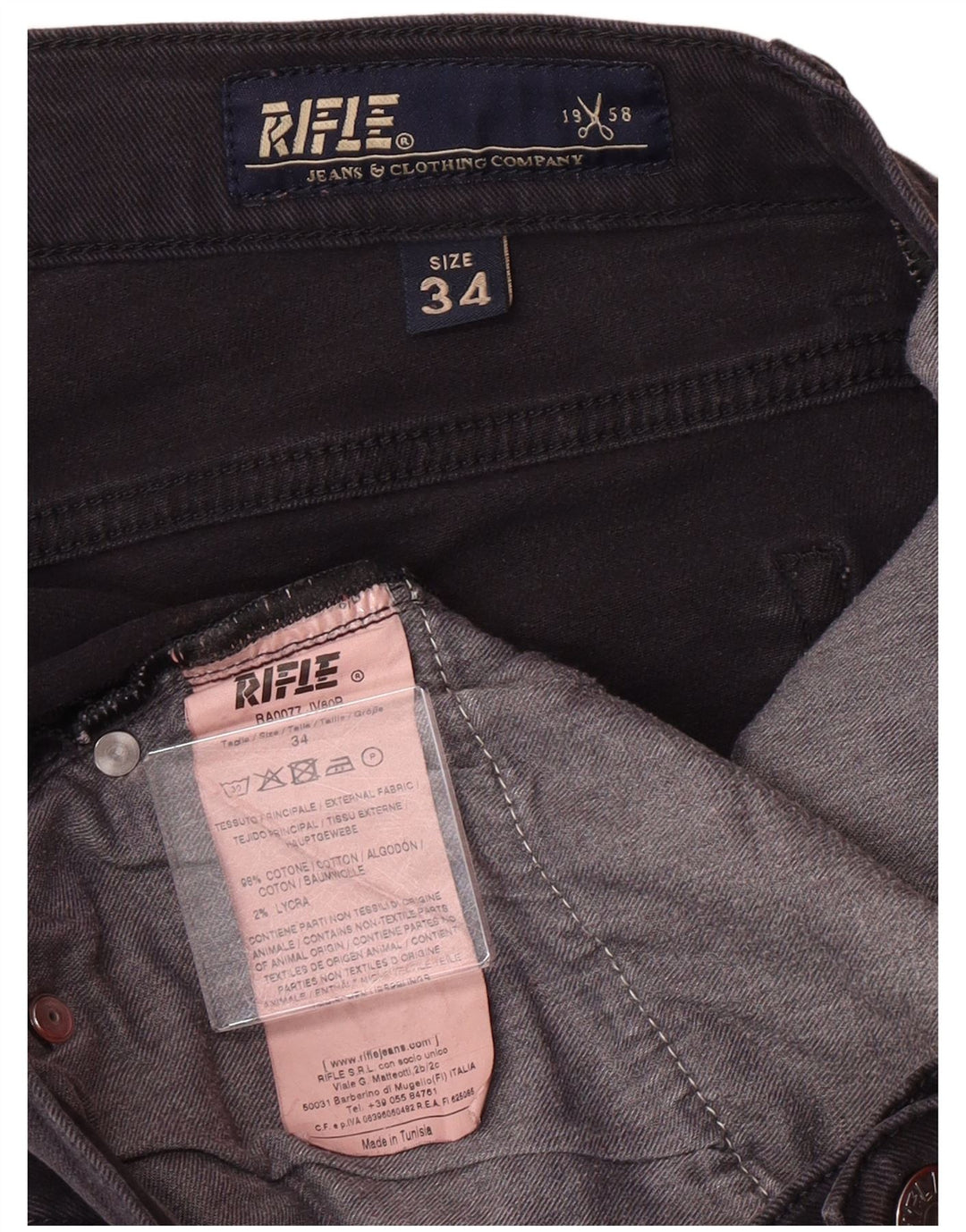 Jeans slim da uomo RIFLE W34 L34 cotone grigio
