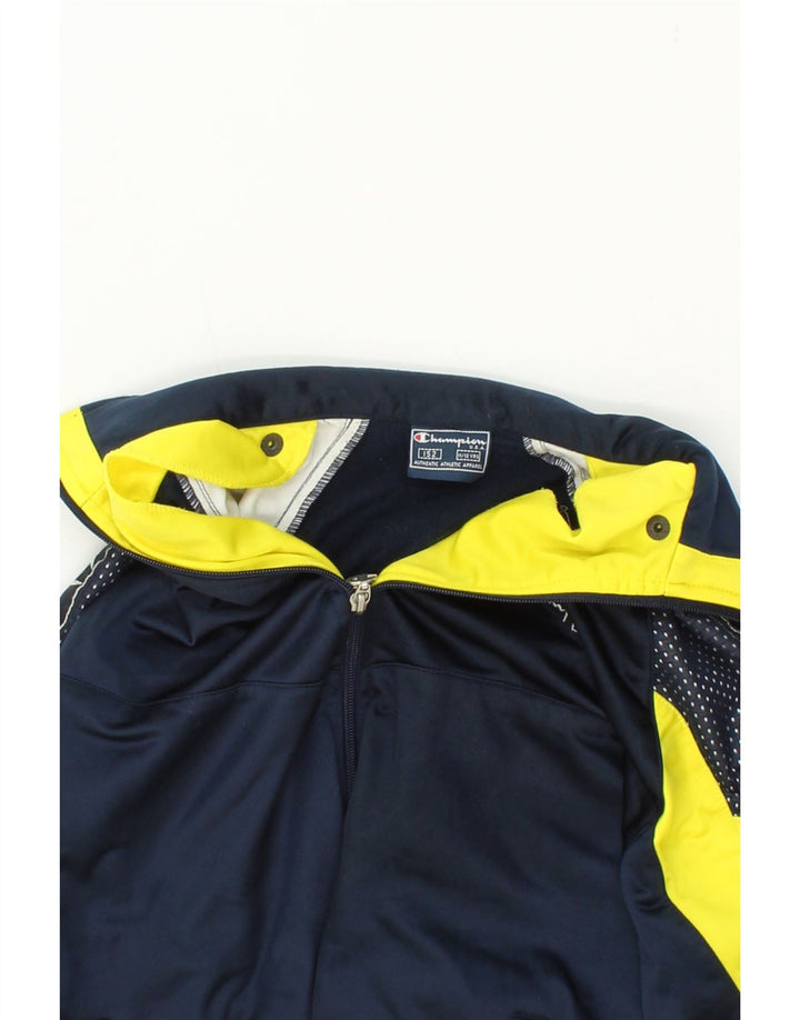 CHAMPION Boys Tracksuit Top Jacket 11-12 Years Navy Blue Colourblock Vintage Champion and Second-Hand Champion from Messina Hembry 