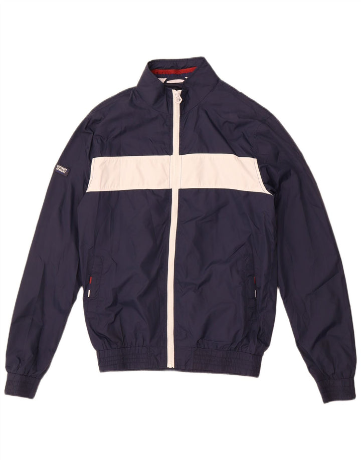 Superdry Womens Tracksuit Top Jacket UK 10 Small Navy Blue Colourblock