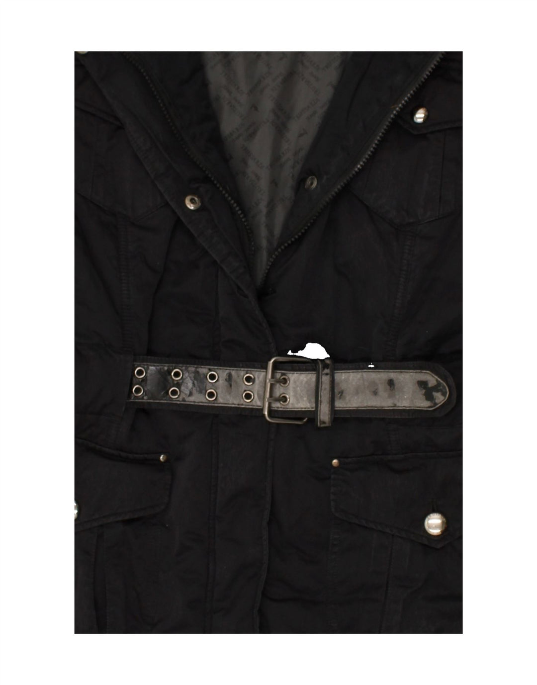 TRUSSARDI JEANS Womens Padded Coat IT 46 Large Black Polyester | Vintage Trussardi Jeans | Thrift | Second-Hand Trussardi Jeans | Used Clothing | Messina Hembry 