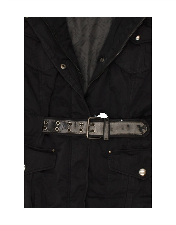 TRUSSARDI JEANS Womens Padded Coat IT 46 Large Black Polyester | Vintage Trussardi Jeans | Thrift | Second-Hand Trussardi Jeans | Used Clothing | Messina Hembry 