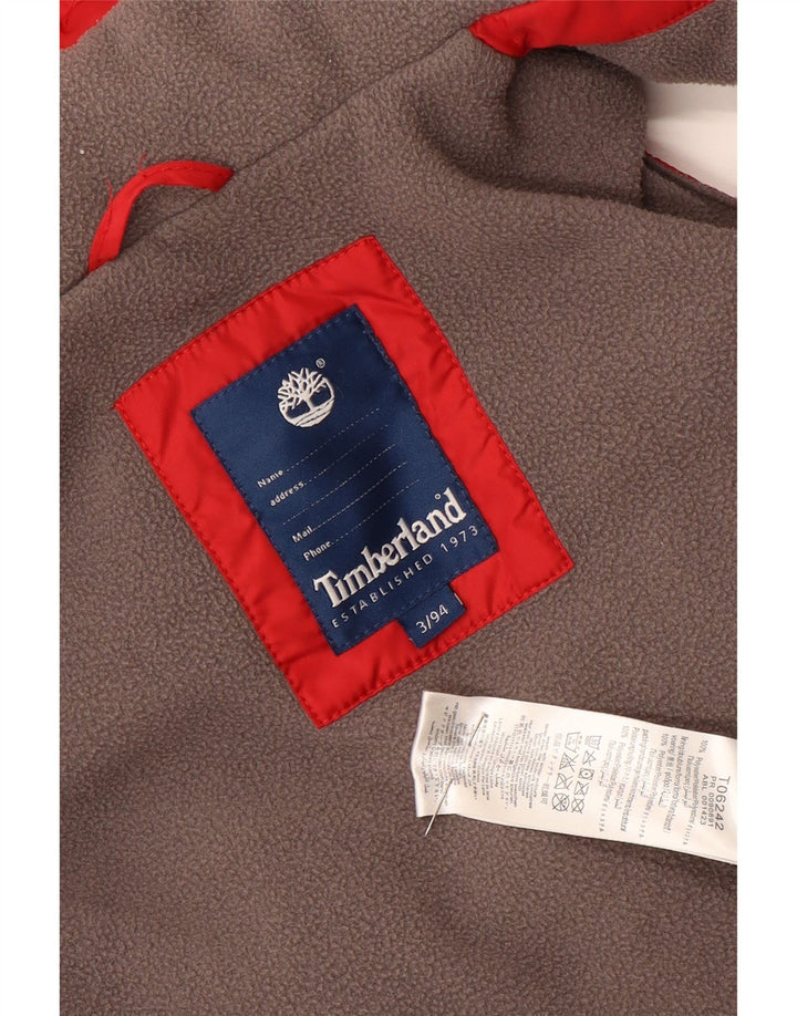 TIMBERLAND Boys Graphic Hooded Padded Gilet 2-3 Years Red Polyester
