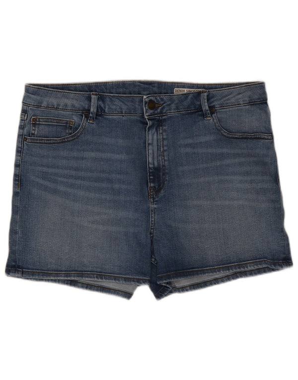 Marks & Spencer Womens Denim Shorts UK 18 XL W36 Blue Cotton