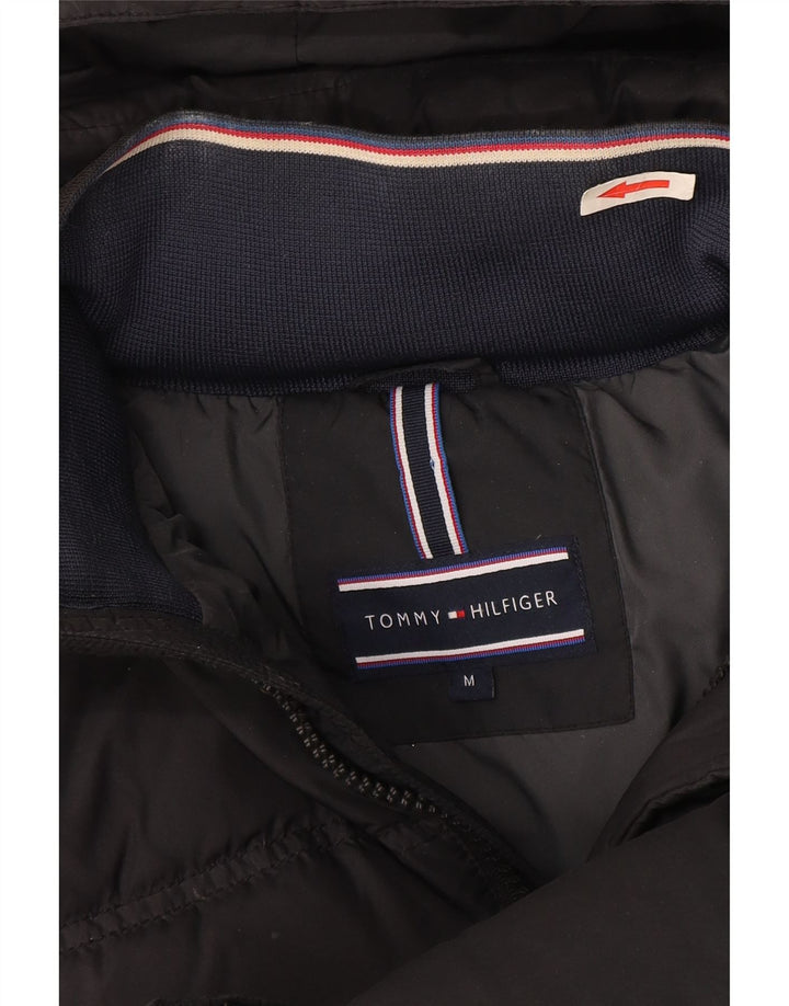 Tommy Hilfiger Mens Hooded Padded Jacket UK 38 Medium Grey Cotton