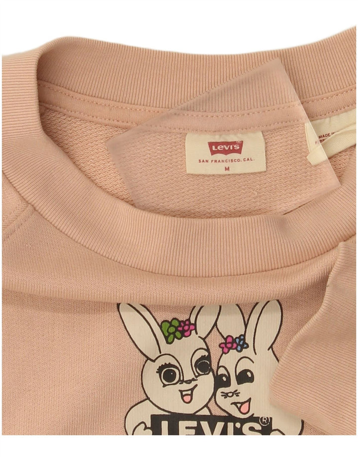 Levi's Womens Oversized Crop Graphic Sweatshirt Jumper UK 14 Medium Pink