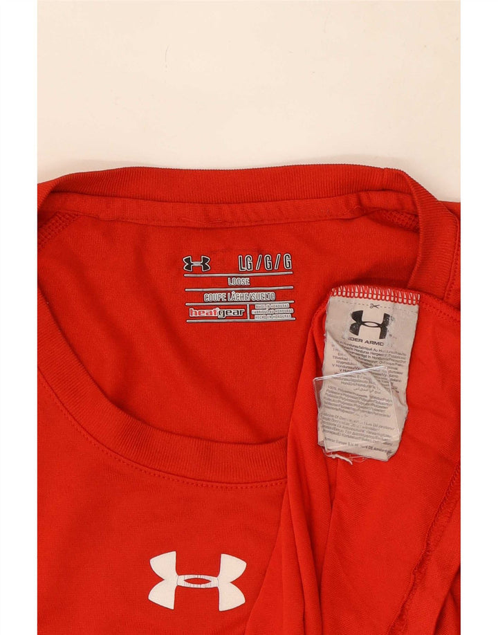 Under Armour Mens Heat Gear Graphic T-Shirt Top Large Red Polyester