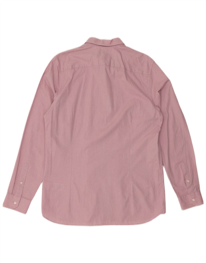 Ted Baker Mens Shirt Size 4 Large Pink Argyle/Diamond Cotton