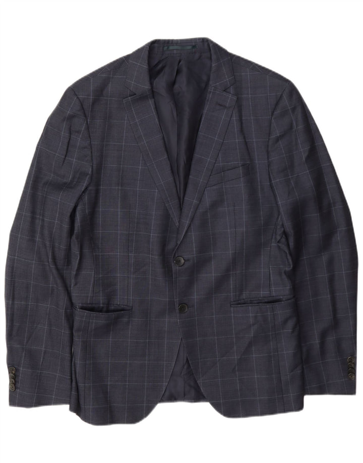 Hugo Boss Chaqueta tipo blazer de 2 botones para hombre UK 50 Large Navy Blue Check