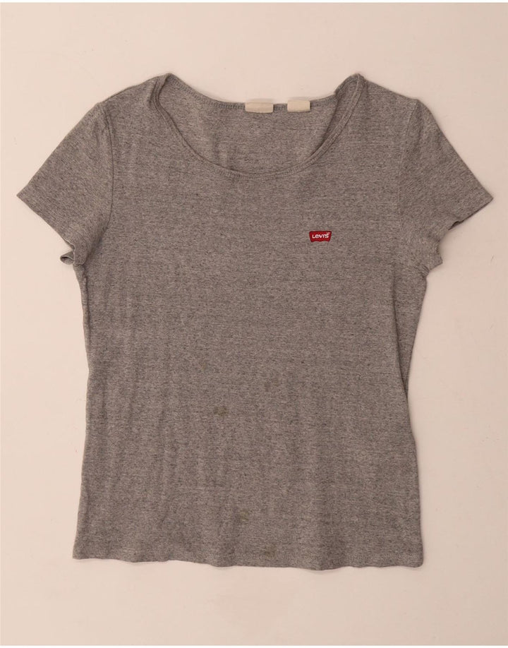 Levi's Womens T-Shirt Top UK 12 Medium Grey Flecked Cotton