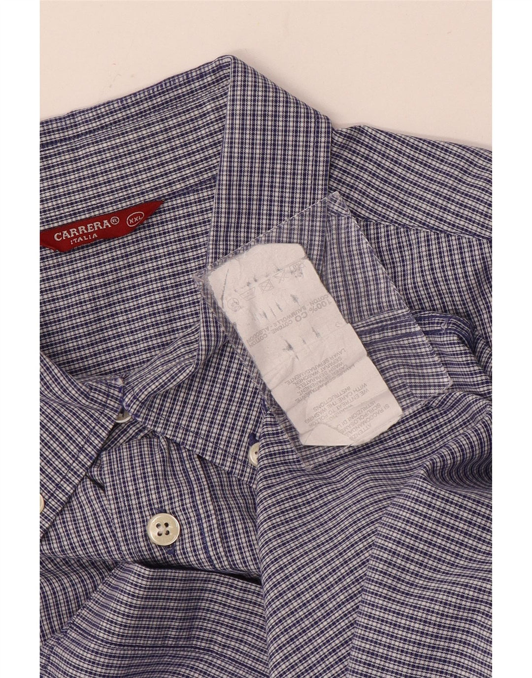 Carrera Mens Shirt 2XL Blue Check Cotton