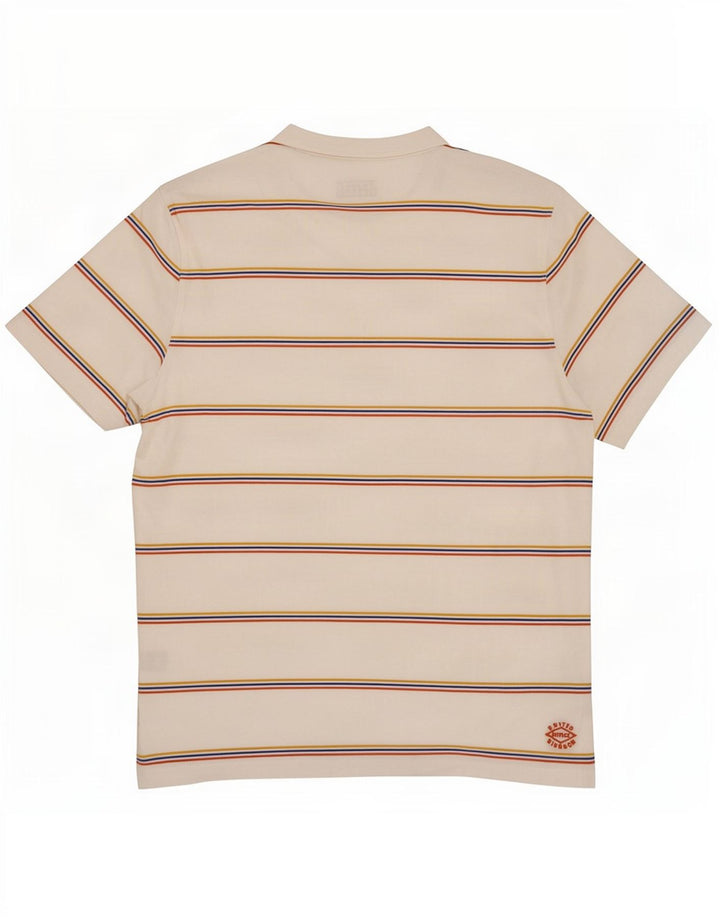 Fat Face Mens T-Shirt Top Large White Striped Cotton