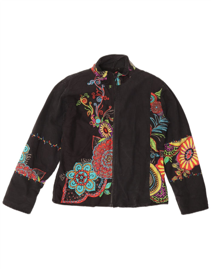 Jachetă Windbreaker pentru femei VINTAGE UK 14 Medium Black Floral