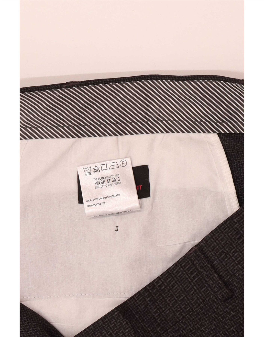 Marks & Spencer Mens Straight Suit Trousers W42 L29 Grey Houndstooth