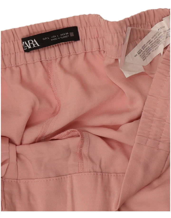 Zara Lige Casual Bukser til kvinder Large W30 L26 Pink Polyester