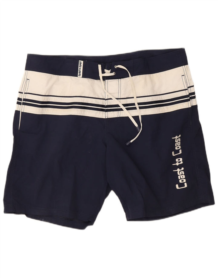 Coast Mens Graphic Swimming Shorts XL Navy Blue Colourblock Polyamide