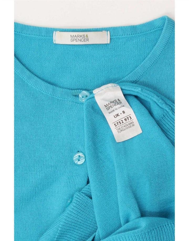 Marks & Spencer Womens Cardigan Sweater UK 8 Small Turquoise Acrylic